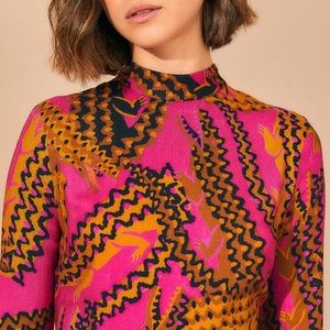 FARM RIO Pink Croco Lenzing™ Ecovero™ Viscose Slit Midi Dress